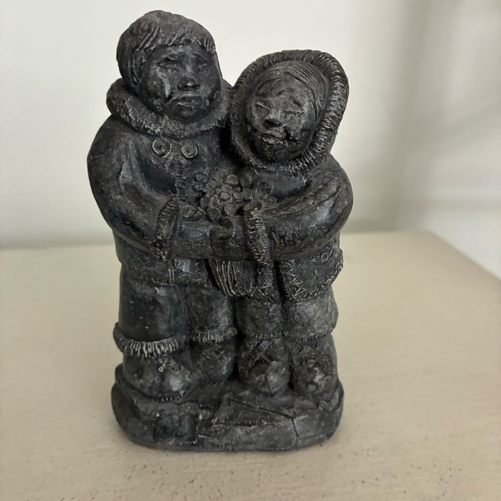 A wolf original Inuit soapstone sculpture. Made in Canada.